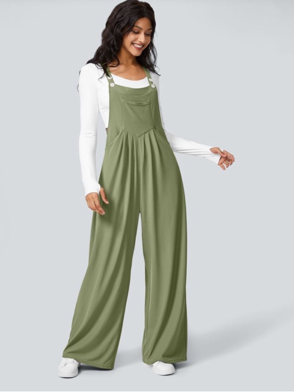 NWOT Halara Large Lodan Green Overall Wide leg Stretchy Comfort